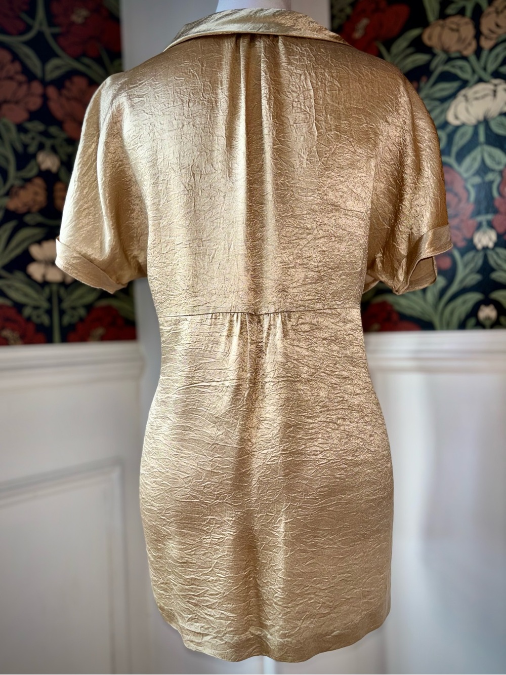 Victor Alfaro Gold Metallic Babydoll Tunic Top | Glam Y2K - Picture 6 of 9